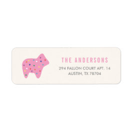 Animal Cookie Birthday Address Label - Magenta