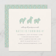 Animal Cookie Birthday Invitation - Mint