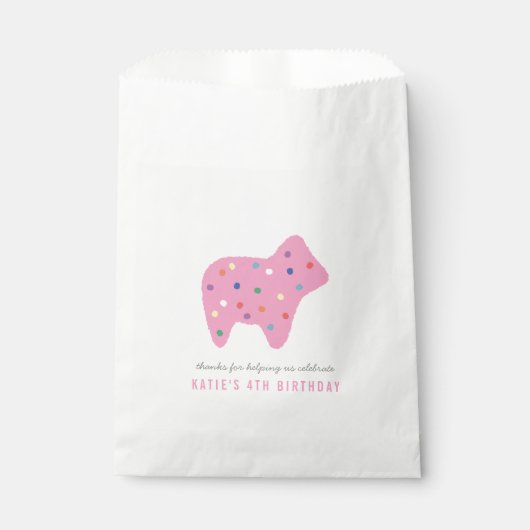 Animal Cookie Birthday Party Favor Bag - Magenta Bedankzakje (Voorkant)
