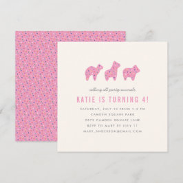 Animal Cookie Birthday Party Invitation - Magenta Kaart