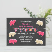 Animal Cookies Verjaardagsfeest Sprinkle Uitnodigi Kaart (Staand voorkant)