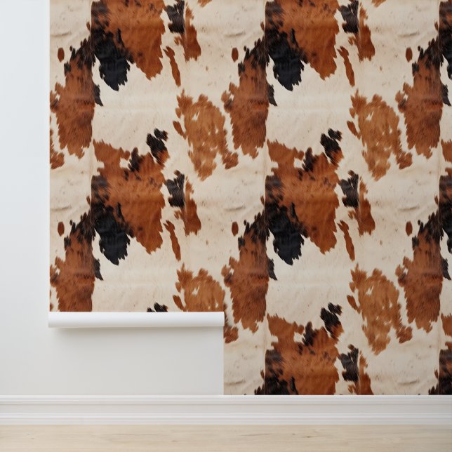 Animal Cream Zwart Bruin Zuidwest Koeienhuid Behang (Applicatie)