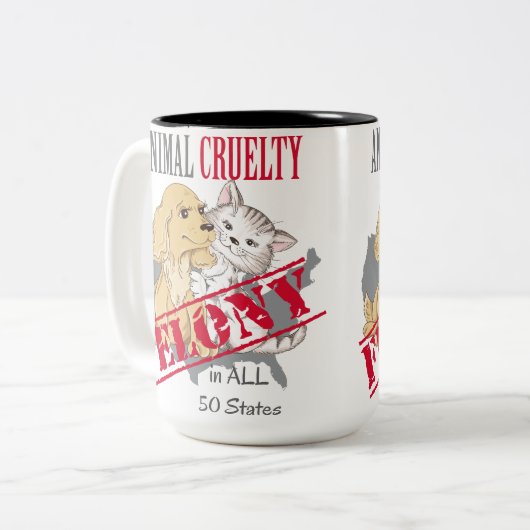 Animal Cruelty is een Felony Tweekleurige Koffiemok (Voorkant links)