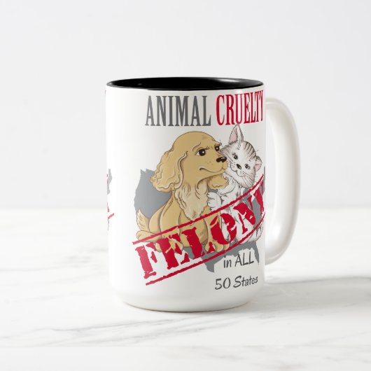 Animal Cruelty is een Felony Tweekleurige Koffiemok (Voorkant rechts)