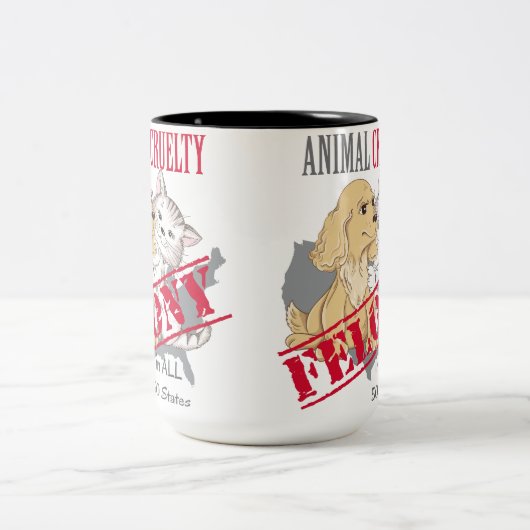 Animal Cruelty is een Felony Tweekleurige Koffiemok (Center)