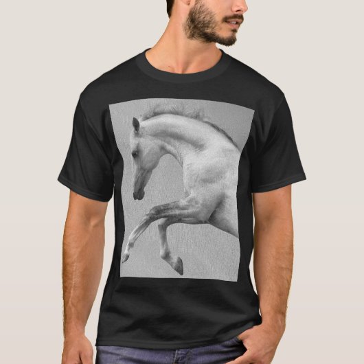Animal Curvet Paard Sjabloon Mannen Zwart Modern T-shirt (Voorkant)
