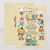 Animal Cuties vieren Baby shower-uitnodiging Kaart (Voorkant / Achterkant)
