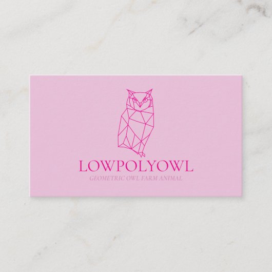 Animal Design for Professionals Pink Lowpoly Owl Visitekaartje (Voorkant)