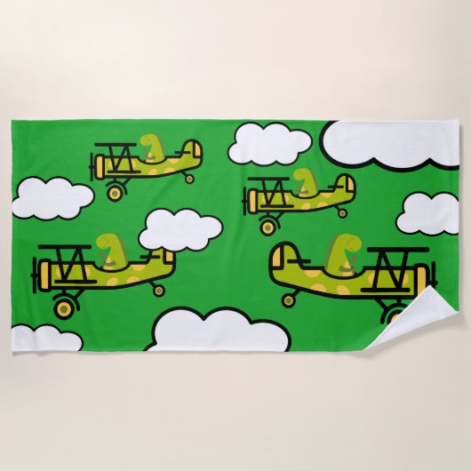 Animal Dinosaur Pilot Nursery Art Strandlaken (Voorkant)