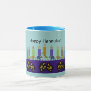 Animal Dreidel Hannukah Menorah Mok