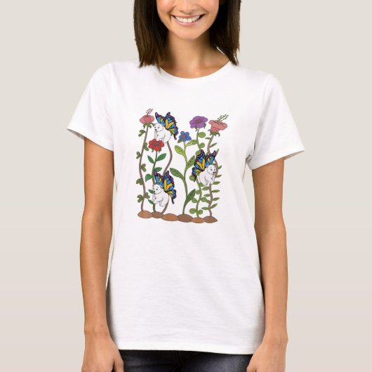 Animal Fantasy Vlinder Bloemen T-shirt (Voorkant)