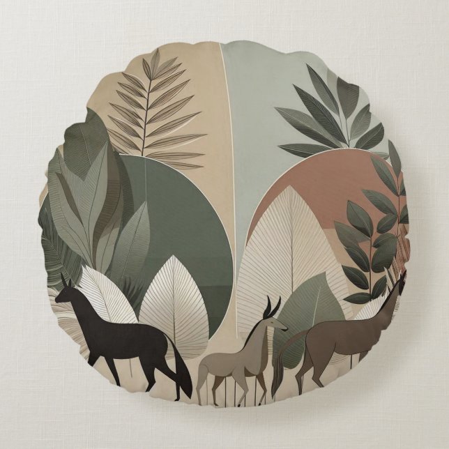Animal Flat Art - Ronde kussen (Voorkant)