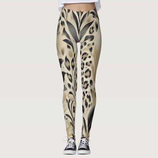 Animal Floral Abstract Print Design 6 Leggings (Voorkant)