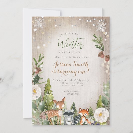 Animal Forest Rustic Onederland 1e verjaardag Kaart (Voorkant)