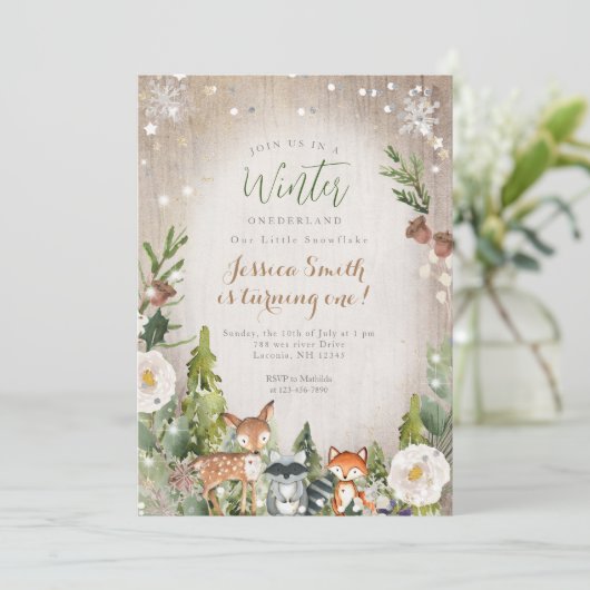 Animal Forest Rustic Onederland 1e verjaardag Kaart (Staand voorkant)