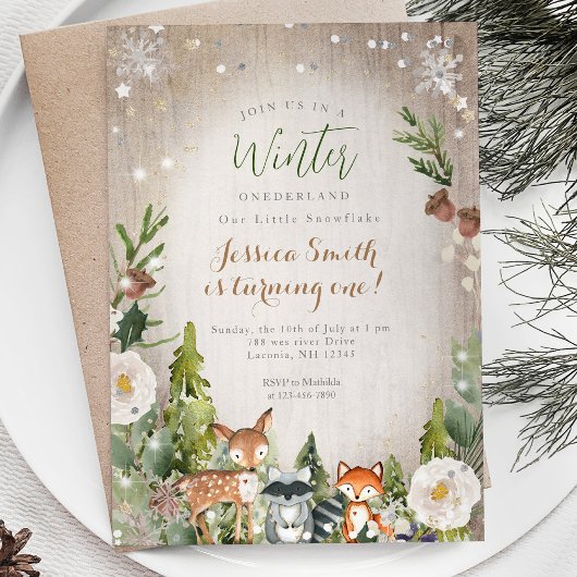 Animal Forest Rustic Onederland 1e verjaardag Kaart