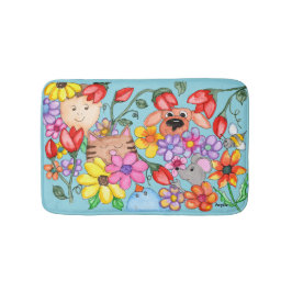 Animal Friends Among the Flowers Badmat
