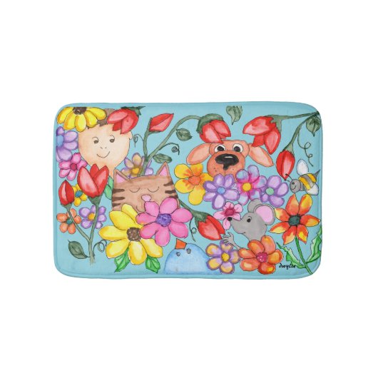 Animal Friends Among the Flowers Badmat (Voorkant)
