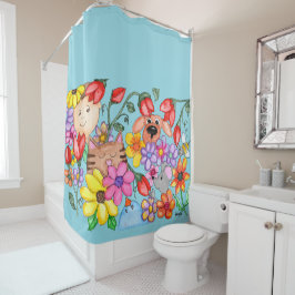 Animal Friends Among the Flowers Douchegordijn