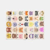 Animal Friends Grid  Fleece Deken (Voorkant (Horizontaal))