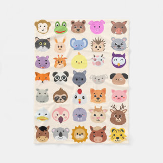 Animal Friends Grid  Fleece Deken