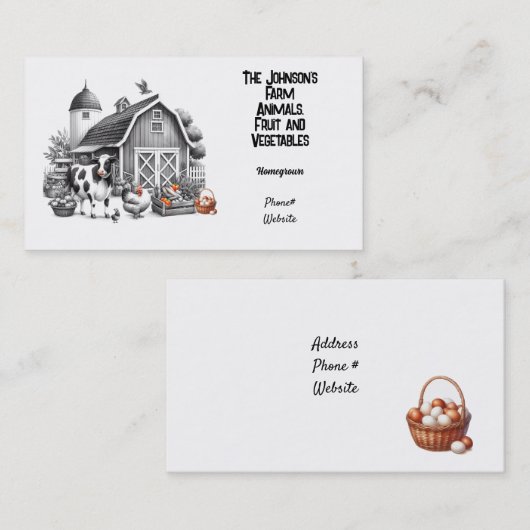 Animal Fruit and Veggie Boerderij Visitekaartje (Voorkant / Achterkant)