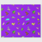 Animal Fun Paars Cadeaupapier (Vlak)