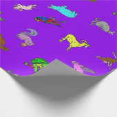 Animal Fun Paars Cadeaupapier (Hoek)