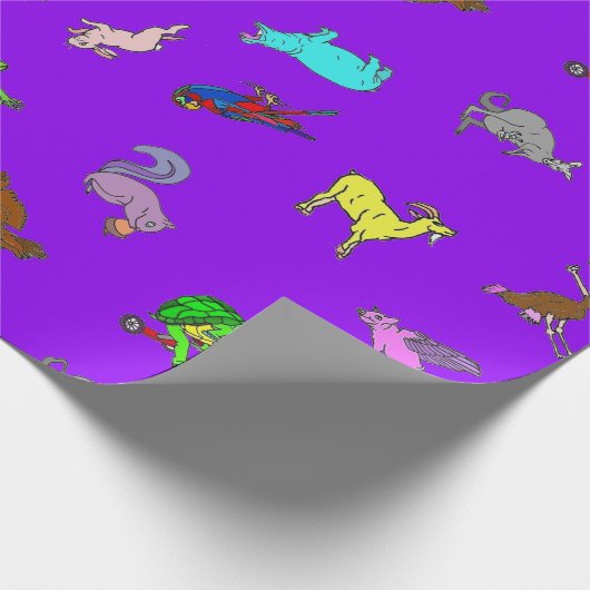 Animal Fun Paars Cadeaupapier (Hoek)
