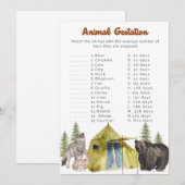 Animal Gestation Baby shower Games Kaart (Voorkant / Achterkant)