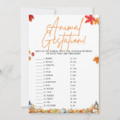 ANIMAL GESTATION BABY SHOWER SPEL KLEINE POMPOEN KAART (Voorkant)