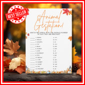 ANIMAL GESTATION BABY SHOWER SPEL KLEINE POMPOEN KAART