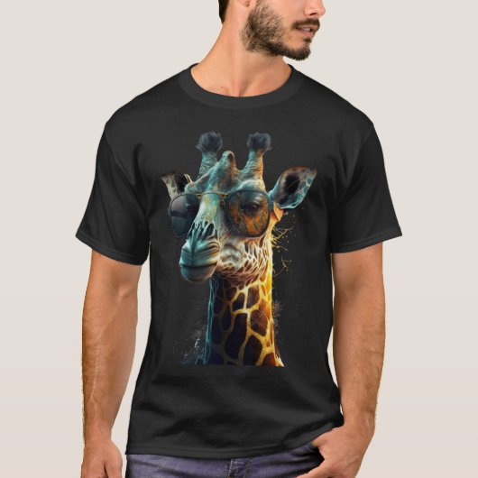 animal  giraffe with stylish sunglasses t-shirt (Voorkant)