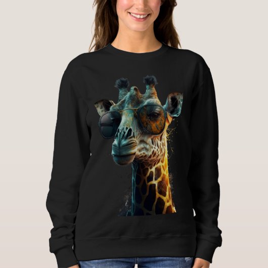 animal  giraffe with stylish sunglasses trui (Voorkant)