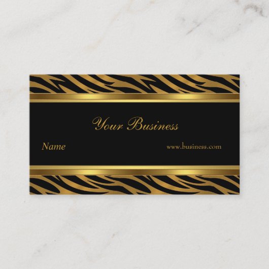Animal Gold Black Stripe Elegant Classy 2 Visitekaartje (Voorkant)