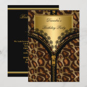 Animal Gold Corset Black Lace Birthday Party Kaart (Voorkant / Achterkant)
