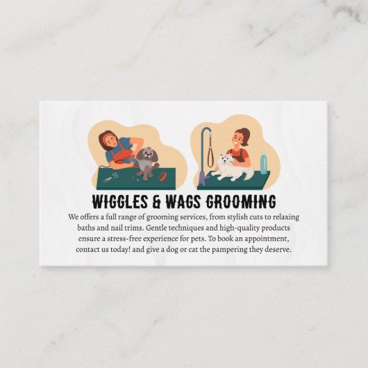 Animal Groomer Working on Pets Visitekaartje (Voorkant)