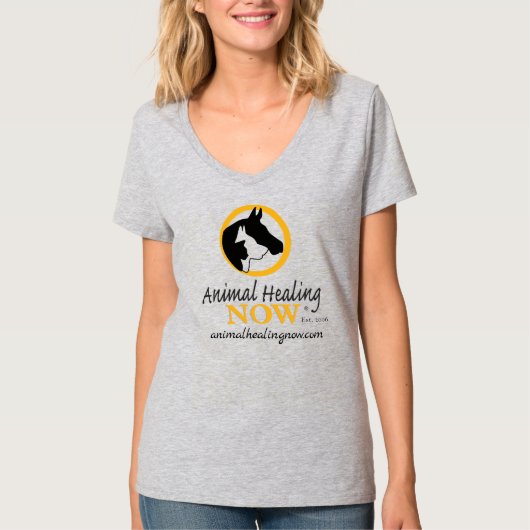 Animal Healing Now T-shirt voor vrouwen met V-hals (Voorkant)