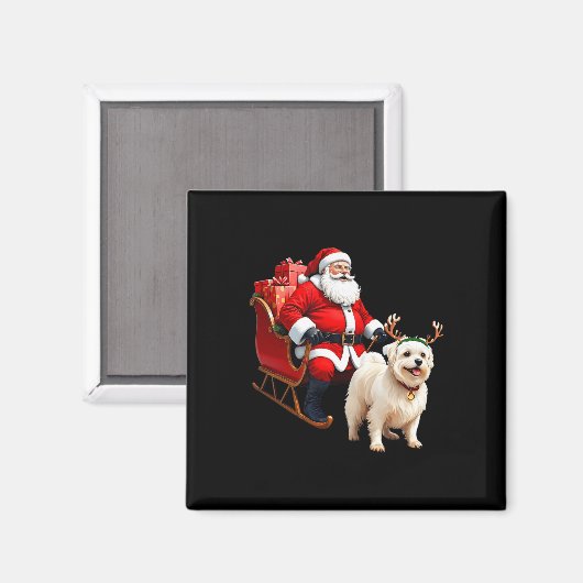 Animal Hondenliefhebber Santa Sleigh Maltese Rendi Magneet (Voorkant / Achterkant)