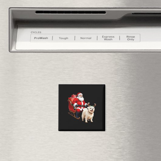 Animal Hondenliefhebber Santa Sleigh Maltese Rendi Magneet (Insitu (Vaatwasser))