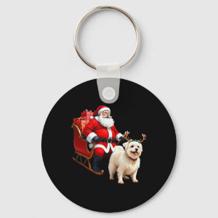 Animal Hondenliefhebber Santa Sleigh Maltese Rendi Sleutelhanger