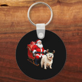 Animal Hondenliefhebber Santa Sleigh Maltese Rendi Sleutelhanger (Voorkant)