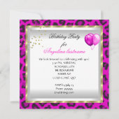 Animal Hot Pink Gold Glitter Heels Birthday Party Kaart (Achterkant)