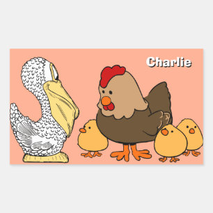 Animal Illustraties aangepaste naam kinderen stick Rechthoekige Sticker