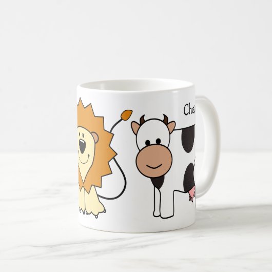 Animal Illustrations aangepaste naam kind mokken (Voorkant rechts)