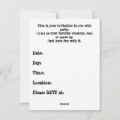 ANIMAL IN ME-FEESTJE UITNODIGEN FEESTDAGENKAART (Achterkant)