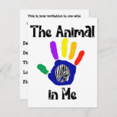 ANIMAL IN ME-FEESTJE UITNODIGEN FEESTDAGENKAART (Voorkant / Achterkant)