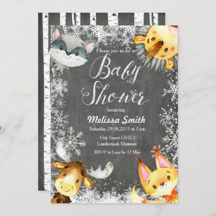 Animal Kerstland Baby Shower Invitations Kaart