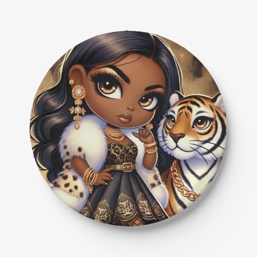Animal Kingdom Couture Tiger Papieren Bordje (Voorkant)