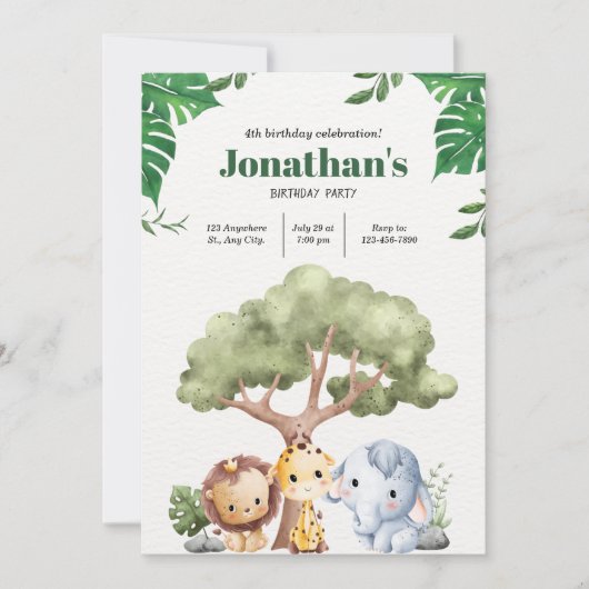 Animal Kingdom Een minimalistische verjaardagsvier Kaart (Voorkant)